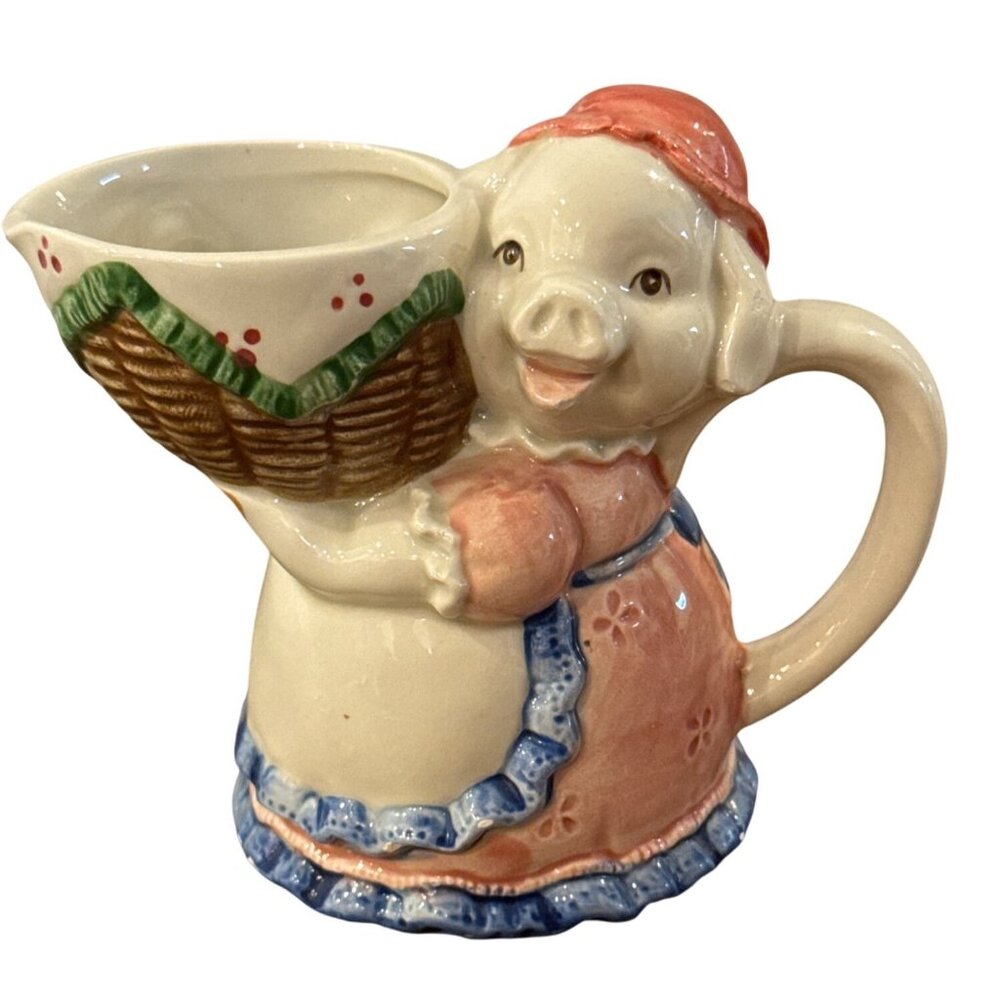 Vintage Lucchese Classics Handmade Otagiri Handcrafted Ceramic Pig Creamer White